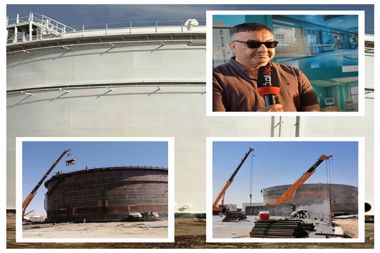 Construction of a crude oil storage tank at the Salah al-Din refinery in Baiji
