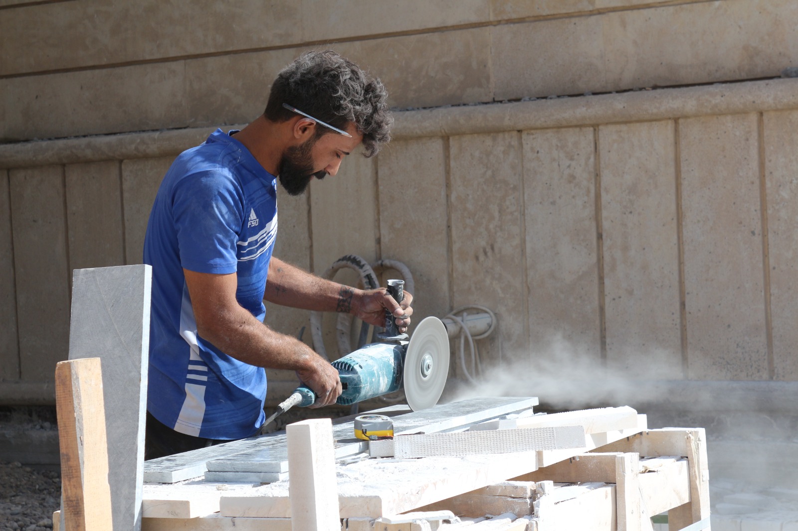 Engineer Imad Tawfiq Al Mirza reviews in the field the reality of the ongoing work in the supplementary works project for the building of the Chaldean Patriarchate of Babylon in Baghdad Governorate