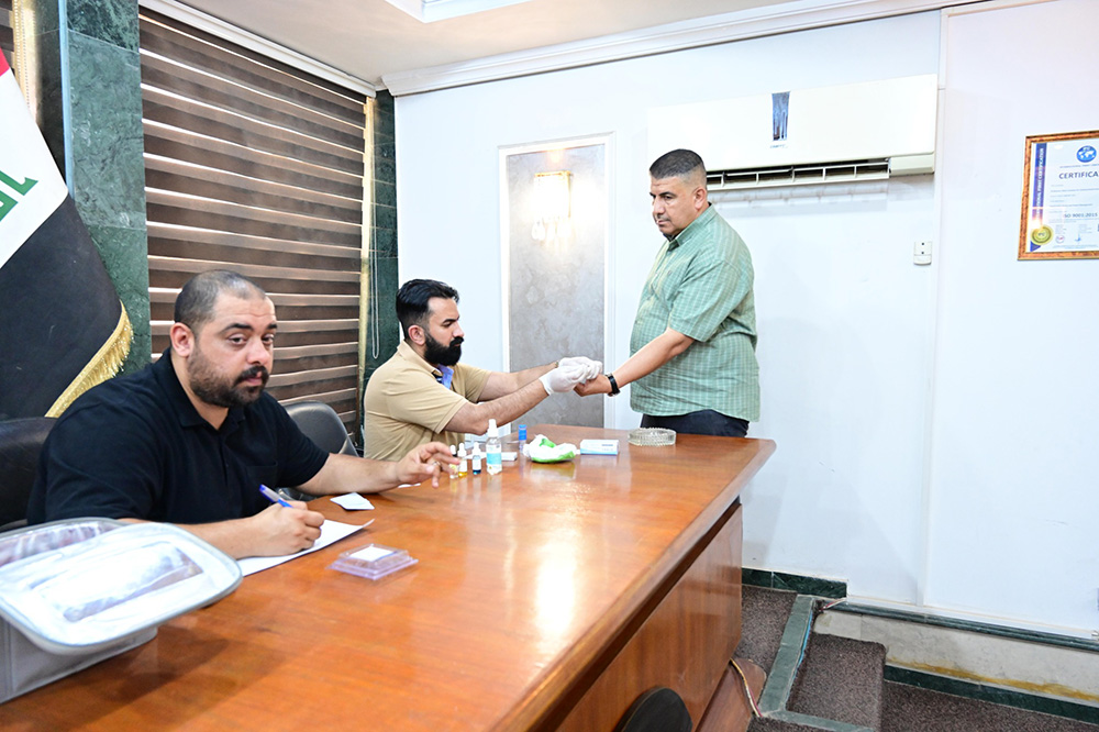 فحص فصيلة الدم لكوادر شركة الفاو الهندسية العامة