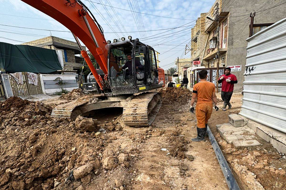 مشروع تأهيل شارع الضغط في منطقة سبع قصور ببغداد