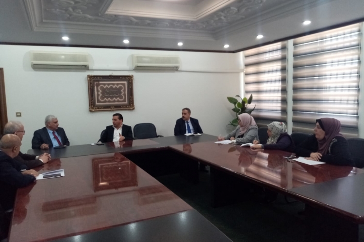 Mr. General Manager Imad Mohamed Abdullah is discussing all the administrative and financial aspects with the Deputy General Manager of Al-Mansour General Company and the heads of departments in it after its merger with Al-Fao General Engineering Company