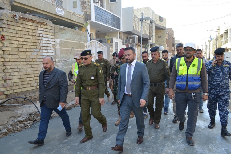 The Director General reviews on the ground the work of the Fifth Police District in Baghdad Governorate